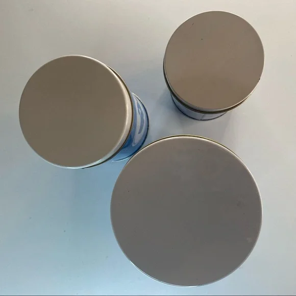 Vintage Country Kitschy Blue White Geese Nesting Tins Storage Canisters - Picture 4 of 6